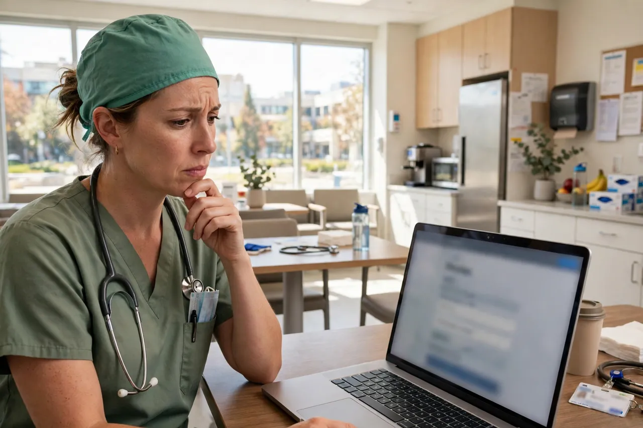 Healthcare worker troubleshooting a Smart Square login problem